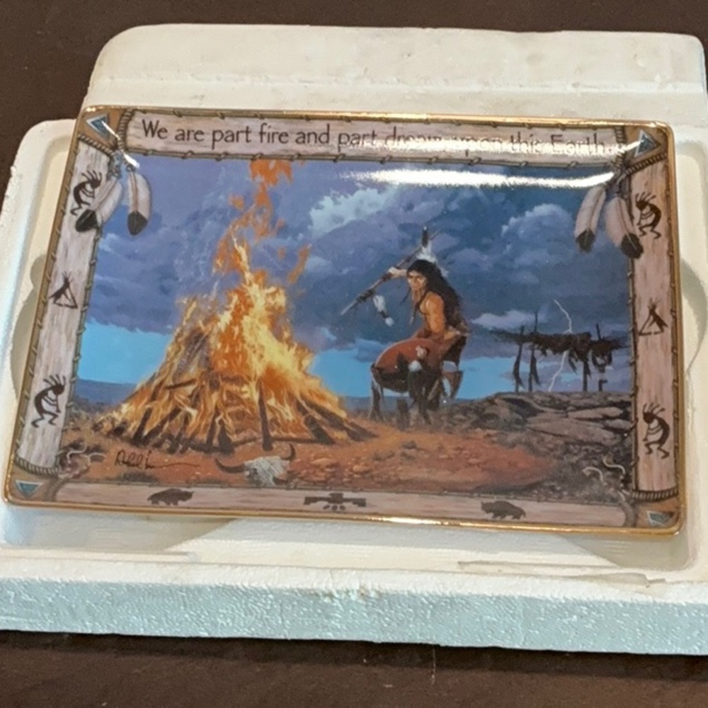 Decorative Native American Themed Tray Franklin Mint